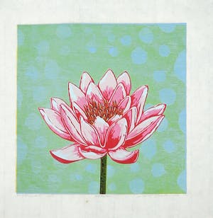 Dianne Bakker - Hout & Linosnede op Japans papier, Waterlelie kopen? Bied vanaf 1!
