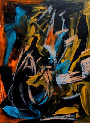 Wim Izaks - olieverf op papier - 1982 verkocht voor € 99!