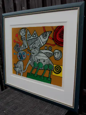 Corneille - Ingelijste kleuren litho: Compositie met figuren - 1992 kopen? Bied vanaf 395!