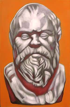Jan Bollaert - Acryl op Doek, Socrates verkocht voor € 1!