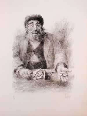 Piet Klaasse - Litho: "Een nieuwjaarsgroet van Jan & Wiesje"... verkocht voor € 39!