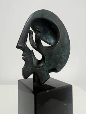 Fons Bemelmans - gesigneerde sculptuur | 'Krijgerskop' |1998 kopen? Bied vanaf 950!