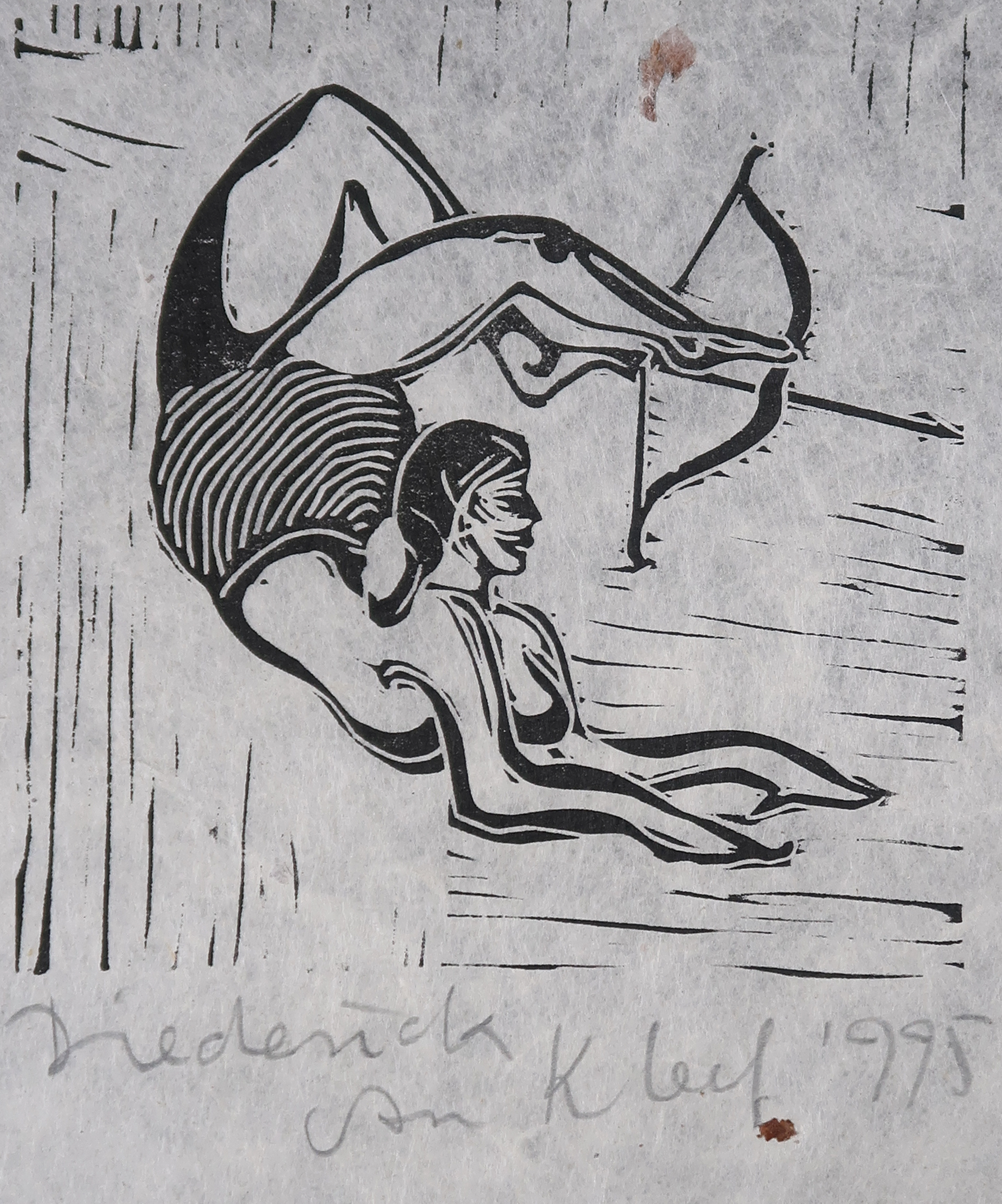 Diederick van Kleef - Lino op Japans papier, Voorstelling 3 kopen? Bied vanaf 1!