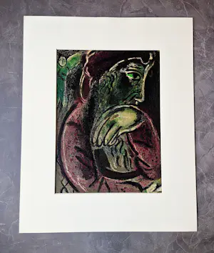 Marc Chagall - originele - Mourlot Frères - 1956 kleuren litho "Jobs vertwijfeling" kopen? Bied vanaf 256!