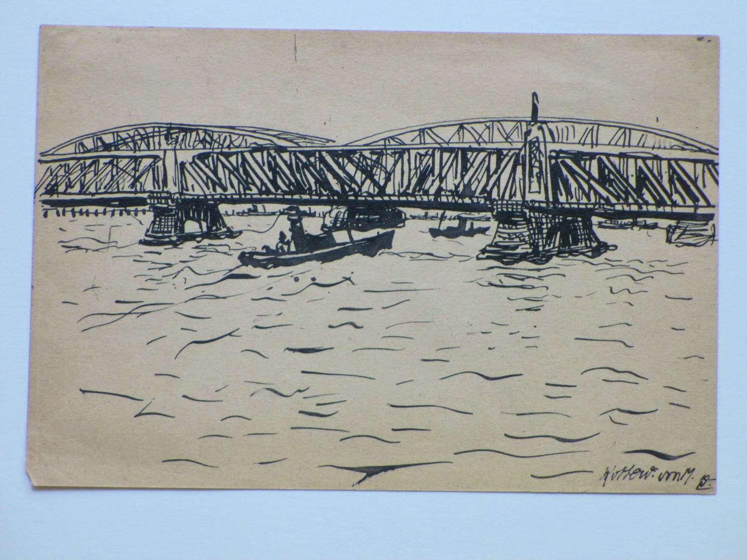 AcheterDirk Hidde Nijland - Op de Maas bij Rotterdam - Inkttekening? Enchérissez de 50!