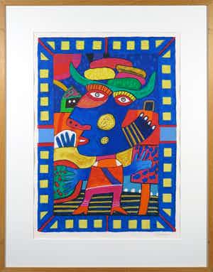 Clemens Briels - Zeefdruk, Le sobran banana - Ingelijst verkocht voor € 100!