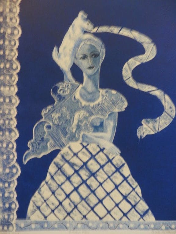 Cecile de Bruijn - Kleurenzeefdruk AMOUR BLEU Handgesigneerd verkocht voor € 35!