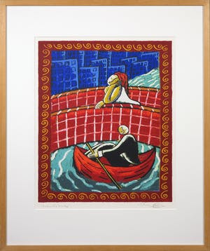 Jacques Tange - Zeefdruk, Under the bridge - Ingelijst kopen? Bied vanaf 70!