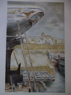 Wim Schuhmacher - litho: Mediterrane haven - 1947 kopen? Bied vanaf 50!