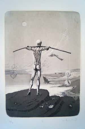 Luitpold Matthaus Richter - 2 tolle Radierungen - Surrealismus verkocht voor € 99!