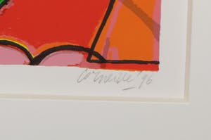 Corneille - Zeefdruk, Femme orange et chat jaune - Ingelijst kopen? Bied vanaf 200!