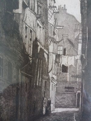 Niet of onleesbaar gesigneerd - Ets van straatje kopen? Bied vanaf 1!