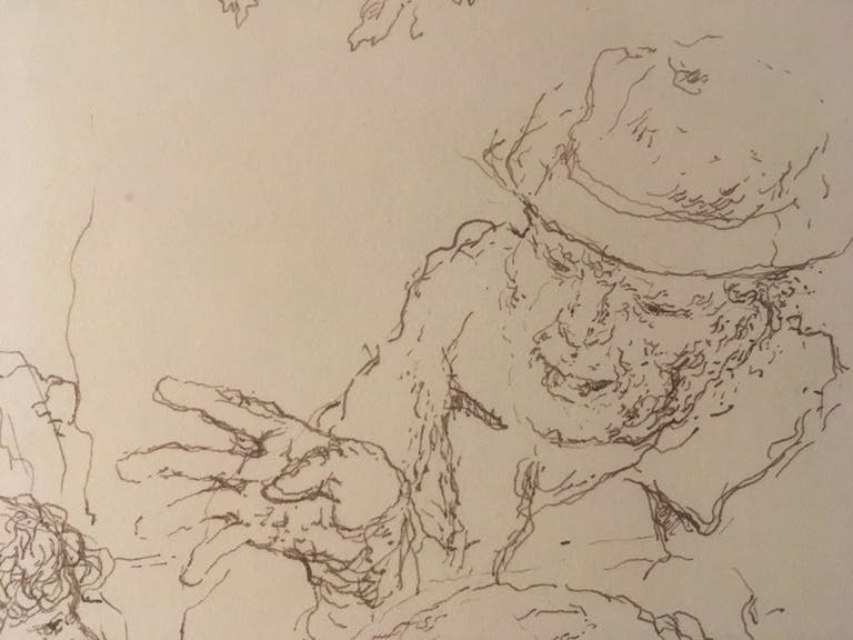 Niet of onleesbaar gesigneerd - Onbekende Kunstenaar Servisch/Kroatisch - Pentekening - Razgovori (Conversaties) kopen? Bied vanaf 1!