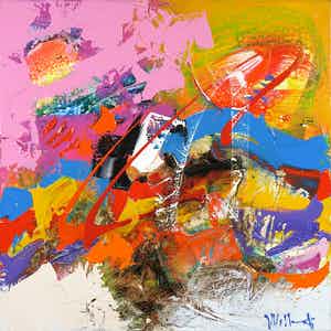 Niet of onleesbaar gesigneerd - Acryl op doek, Zonder titel verkocht voor € 1!