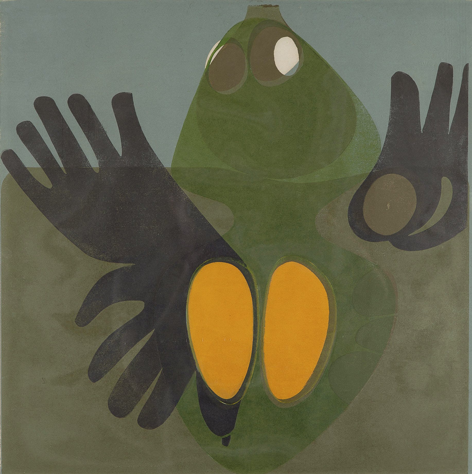 Adrian de Gijzel - Olie op de golven - Linosnede op papier - gesigneerd r.o. - BKR Den Haag kopen? Bied vanaf 10!