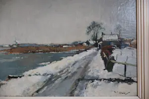 Hendrik Pieter Groen - winters landschap kopen? Bied vanaf 350!