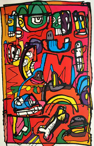 George Heidweiller - Zeefdruk op geschept papier , Twisted Reminder – 1997 – Pop-Art verkocht voor € 1!