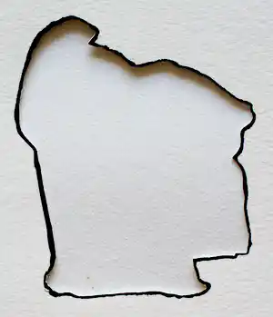 Jean Mauboules - Inkt en papierknipsel - 2001 verkocht voor € 100!