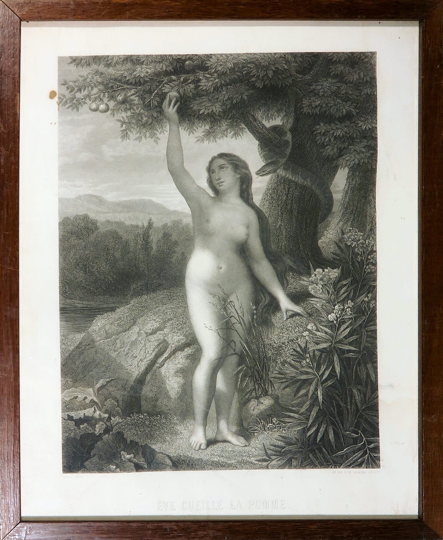 Charles de Lalaissé - Gravure, Eve cueille la pomme - Ingelijst verkocht voor € 1!