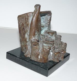 Brons (Onbekend) - Stilleven van mand met fles. Brons op granieten sokkel. kopen? Bied vanaf 59!
