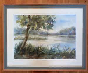 Peter Vassilev - Prachtig groot AQUAREL LANDSCHAP INGELIJST. verkocht voor € 225!