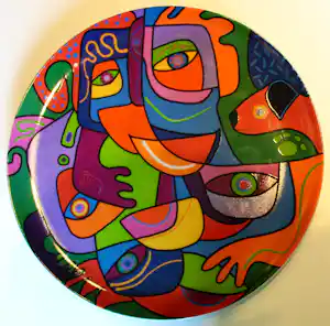 Marianne Naerebout - Keramieken bord: "Perfect match" verkocht voor € 60!