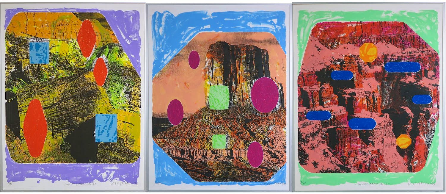 Jelis van Dolderen - 3 x zeefdruk op papier, La Montanara 1 t/m 3 - Ingelijst verkocht voor € 10!