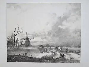 Isaac Israels - e.a. - Naaister in de duinen - 2 antieke steendrukken kopen? Bied vanaf 50!