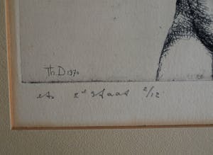 Theo Daamen - (1939-2021) : Ingelijste ets , Zonder titel – 1970 – oplage 12 kopen? Bied vanaf 50!