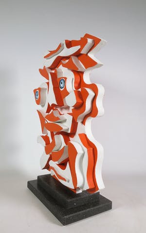 Roja Ting - Beschilderd houten sculptuur op stenen voet (incl. certificaat van echtheid) kopen? Bied vanaf 350!