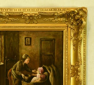 Leendert Verburgh - (1924) - Larense School - "Moeder en Kind " - Olieverf/Paneel - Sign. Lo. kopen? Bied vanaf 120!