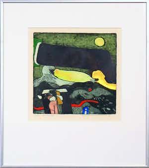 Michel van Overbeeke - Ets met bladgoud, Meeting I - Ingelijst verkocht voor € 40!