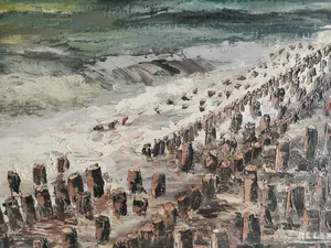 Niet of onleesbaar gesigneerd - Prachtig zicht op de golfbreker van Knokke kopen? Bied vanaf 1!