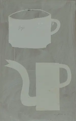 AcheterKlaas Gubbels - Collage op board: Koffiekan met koffiekop - 2009? Enchérissez de 1000!