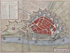 AcheterIsaac Tirion - Arnhem, Grondtekening der stad Anhem, Oude Gravure J.C. Philips 1749? Enchérissez de 40!