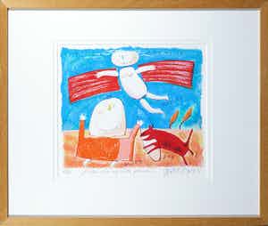 Wouter Stips - Zeefdruk, He flew into my little paradise - Ingelijst verkocht voor € 50!