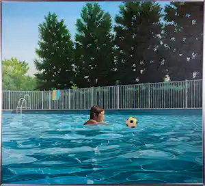 Rien Scholten - Acryl op doek, Vanuit het water - Ingelijst verkauft für € 200!