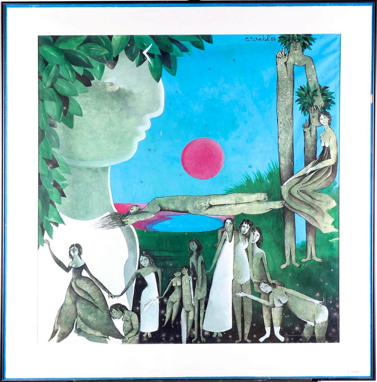 Ans Wortel - Gouache "Est la tête la france un peu malade" GROOT! kopen? Bied vanaf 399!