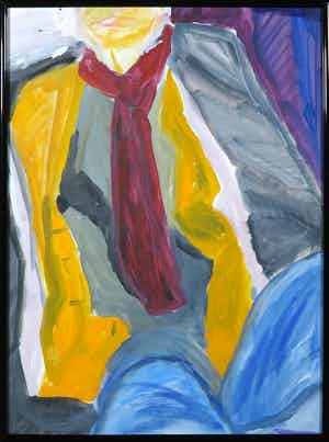 Andre Martens - Gouache, Man II - Ingelijst verkocht voor € 20!