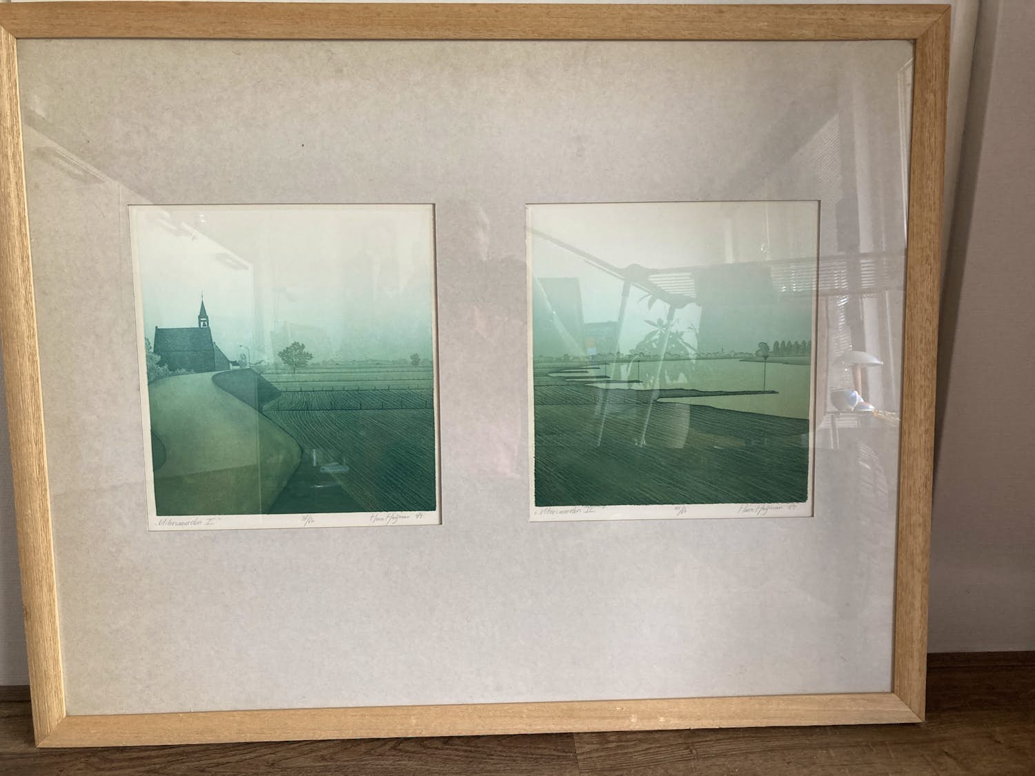 Hans Heijman - Kleurenetsen tweeluik ‘ Uiterwaarden I en Uiterwaarden II ‘ verkocht voor € 75!