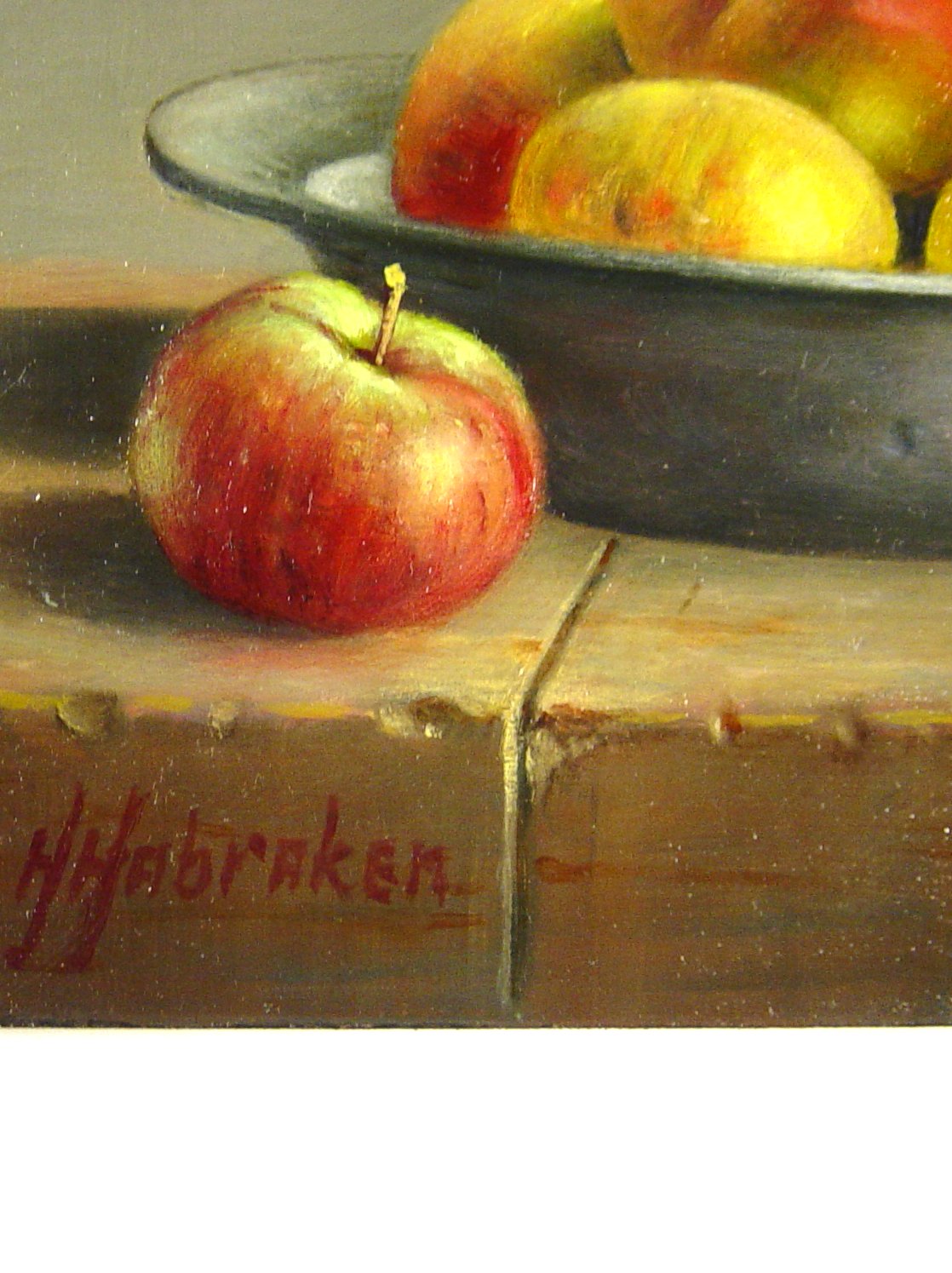 Hans Habraken - Stilleven appels in tinnen schaal kopen? Bied vanaf 450!