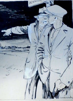 Piet van der Hem - Tekening: De onopgehelderde misdadenreeks. kopen? Bied vanaf 125!