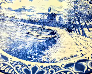 Chemkefa - Wandteller Keramik Delft Blauw Dekor Winterlandschaft nach F.J. du Chattel 70er kopen? Bied vanaf 70!