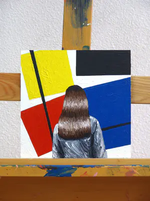 Gerard Boersma - Counter Composition (Vrouw kijkend naar schilderij van Theo van Doesburg) kopen? Bied vanaf 75!