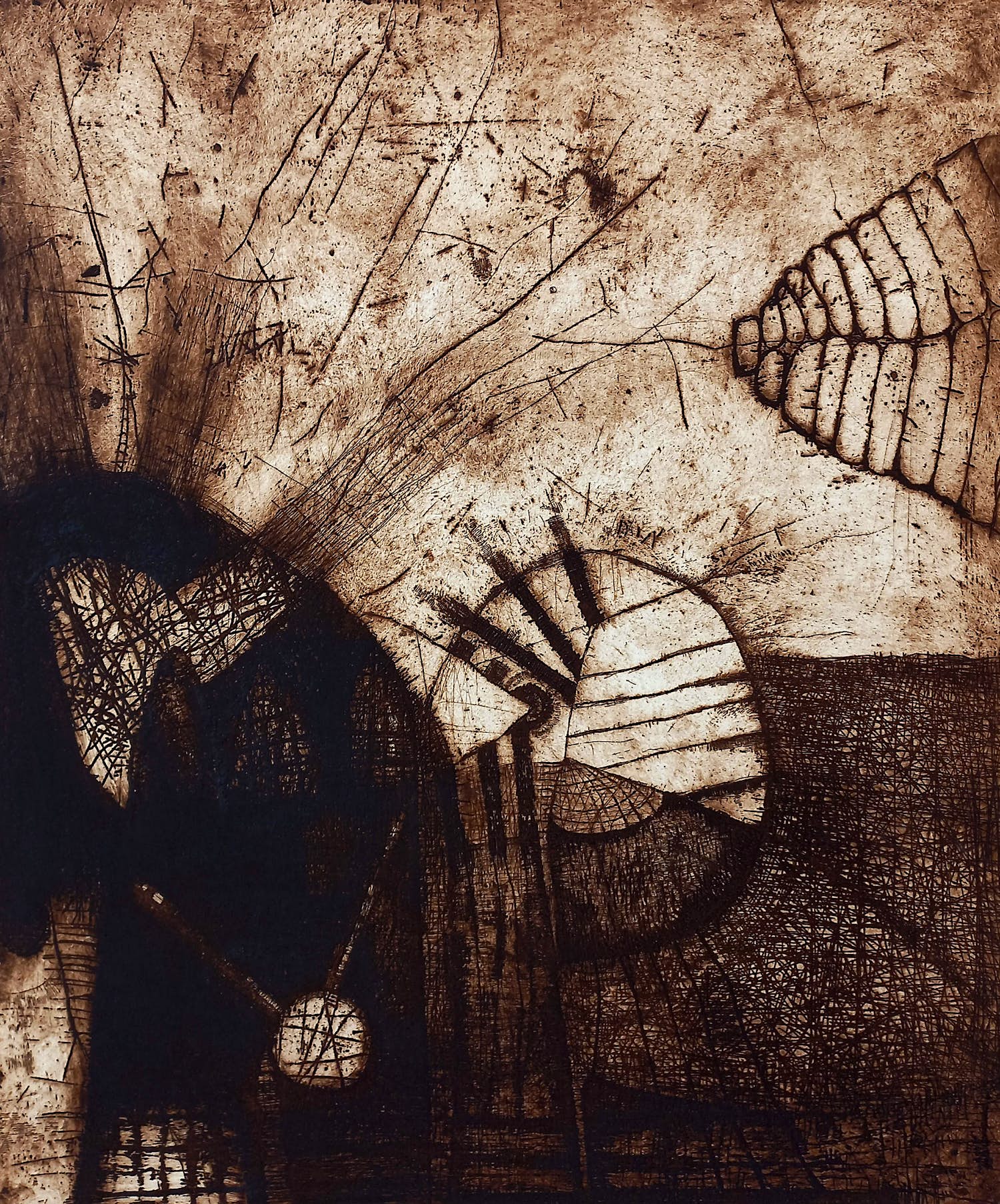 Guillaume Le Roy - Abstracte compositie, aquatint ets verkocht voor € 50!