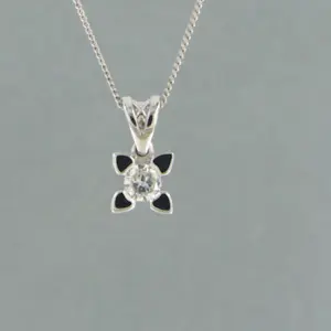 14k gouden collier en solitair hanger met briljant geslepen diamant tot. 0.13ct kopen? Bied vanaf 260!