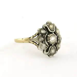 14k geel goud met zilver ring met roos geslepen diamant tot. 0.20ct kopen? Bied vanaf 230!