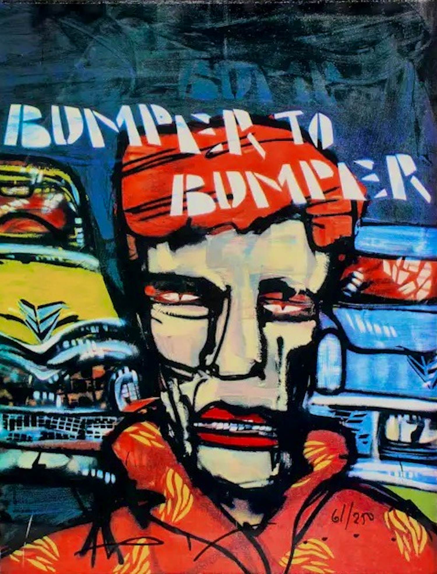 Herman Brood - Ingelijste zeefdruk: Bumper to bumper kopen? Bied vanaf 450!