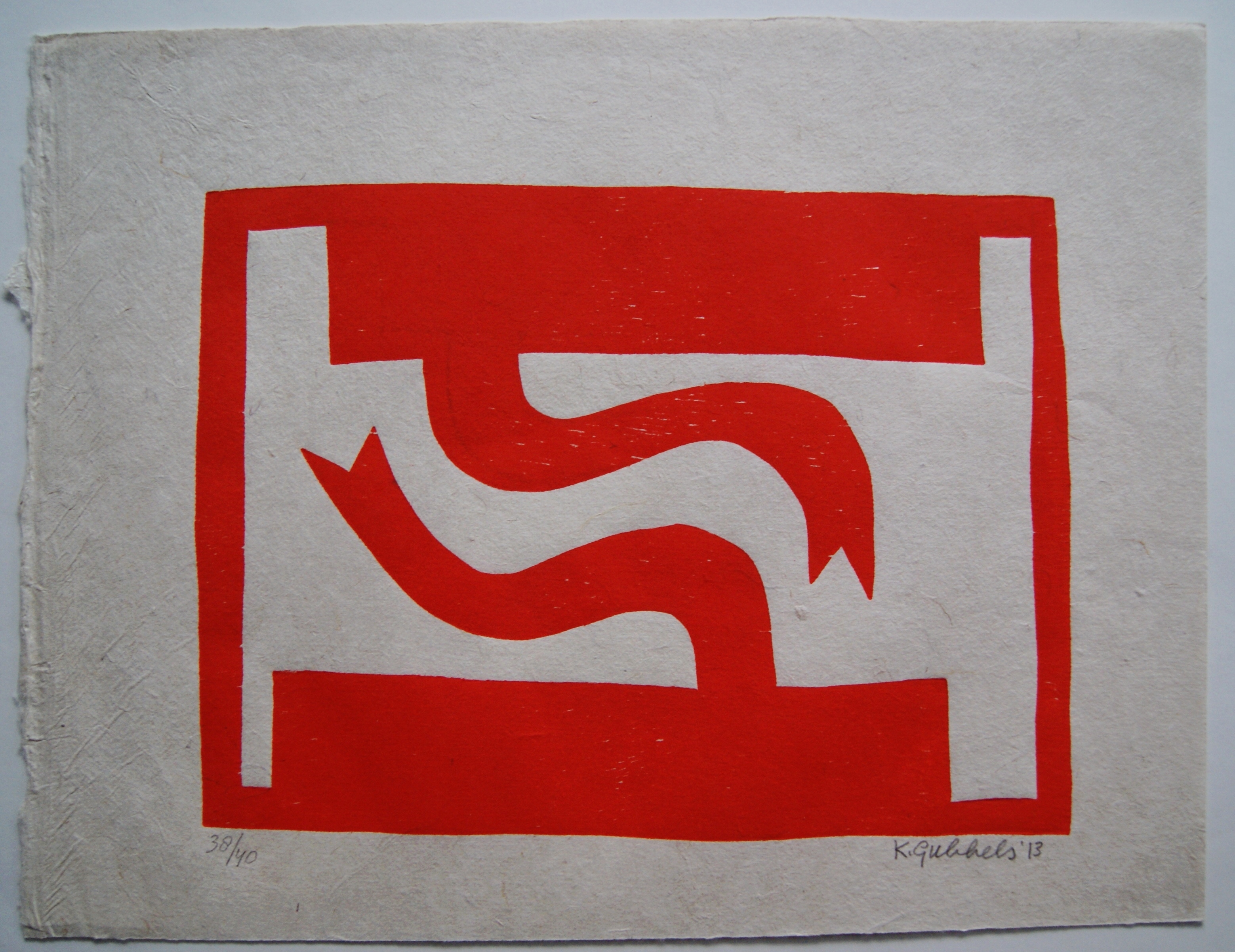 Klaas Gubbels - houtdruk 'Gespiegeld' - 2013 - oplage 40 ex. kopen? Bied vanaf 295!