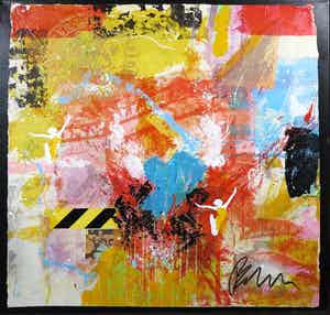 Bram Reijnders - Gemengde techniek op papier (op doek), Abstracte voorstelling verkocht voor € 100!